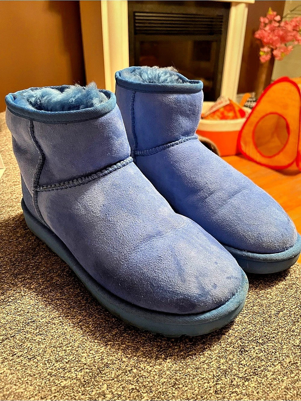 UGG Classic Ultra Mini Blue Ankle Boots